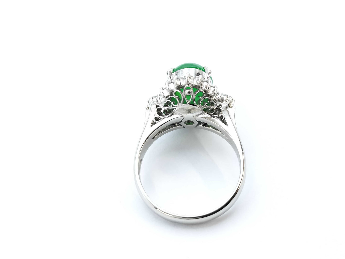 1.7ct Jadeite D0.26ct PT900 8.2g Ring