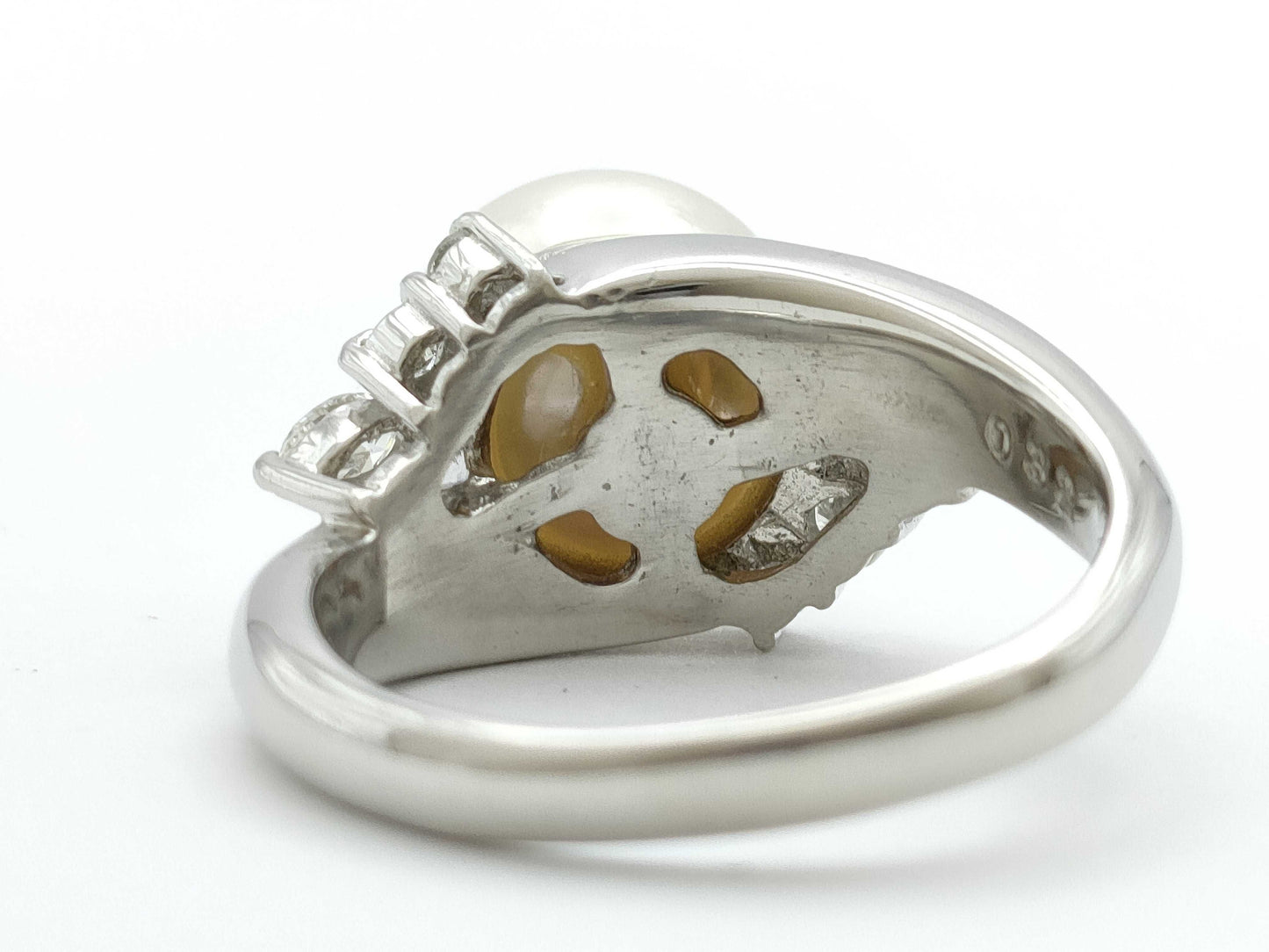 Pearl Ring, Diameter: Approx. 9.5mm, D0.32ct, Pt900, 8.2g
