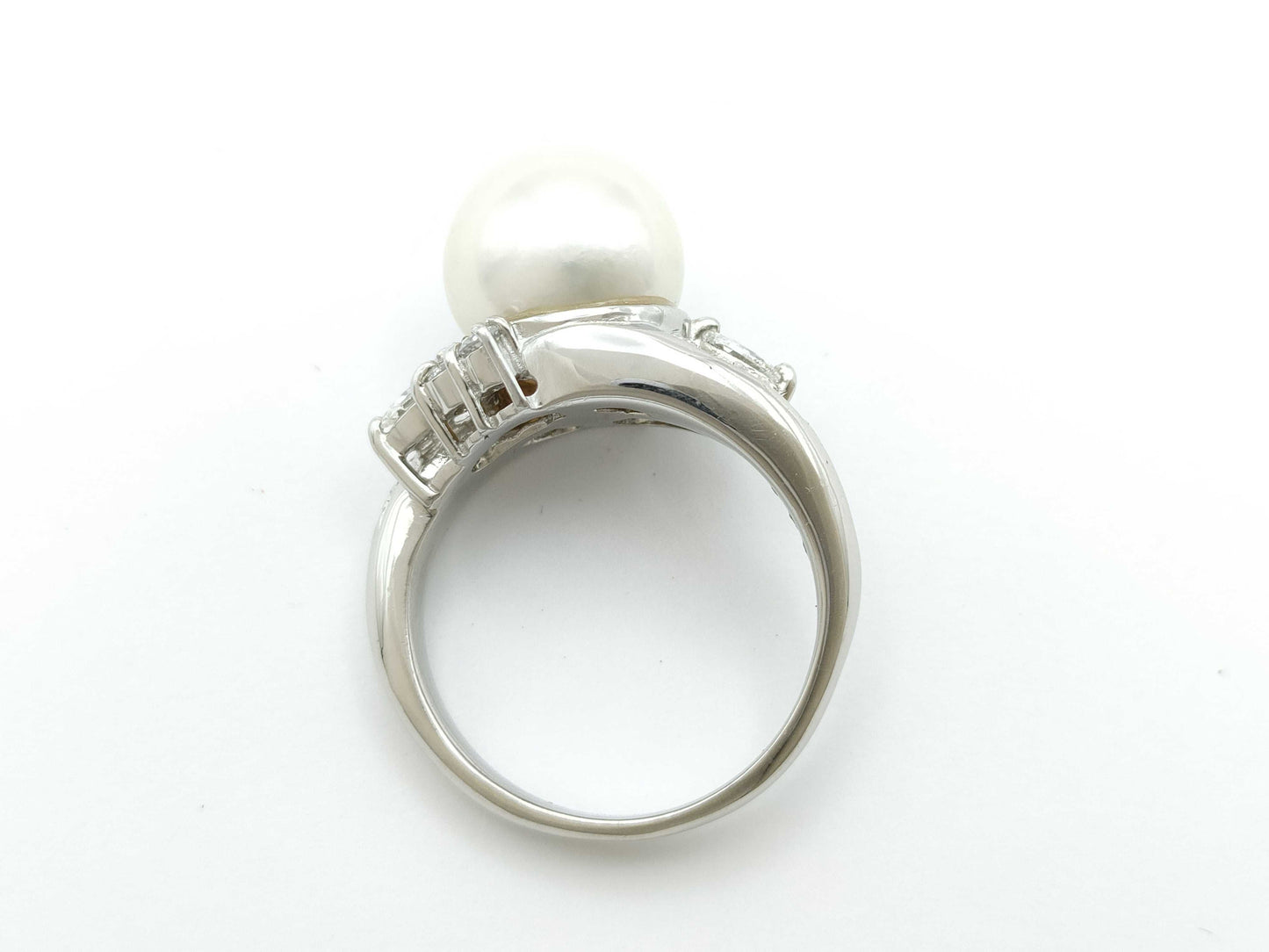 Pearl Ring, Diameter: Approx. 9.5mm, D0.32ct, Pt900, 8.2g