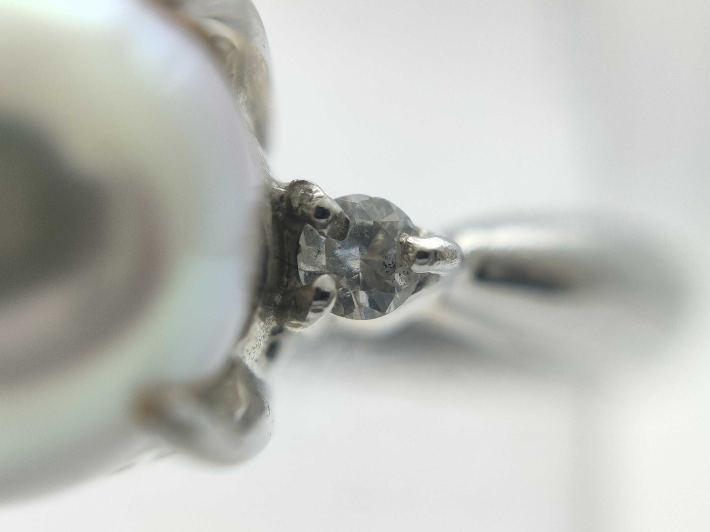 Pearl diameter: approx. 7.8mm, D0.06ct, PT850, 4.9g, Ring