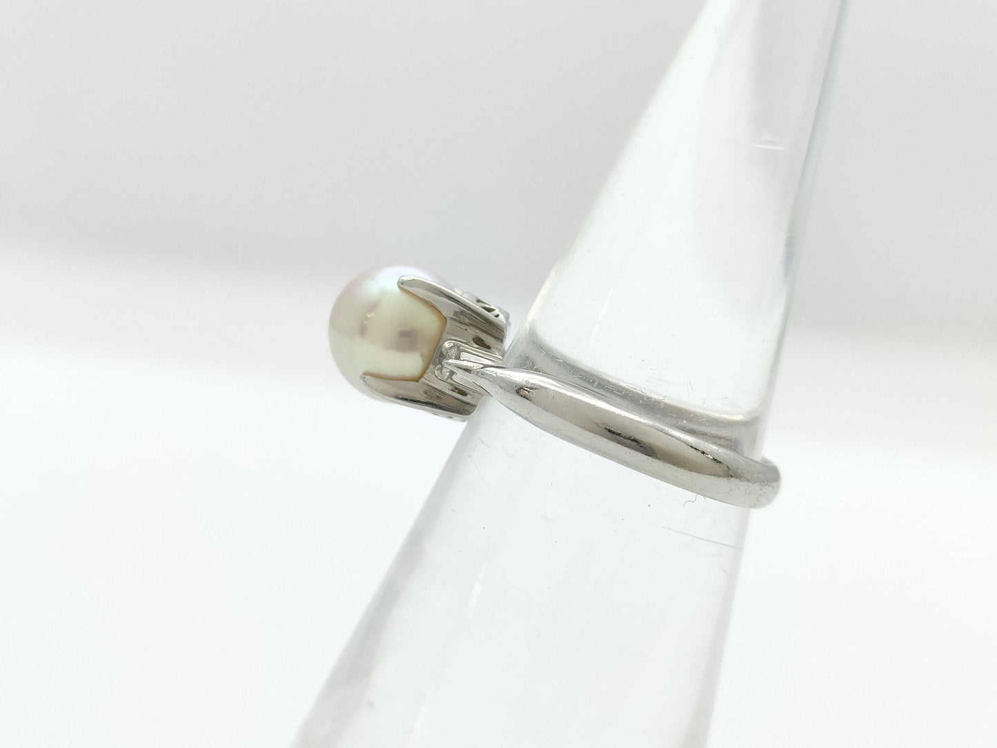 Pearl diameter: approx. 7.8mm, D0.06ct, PT850, 4.9g, Ring