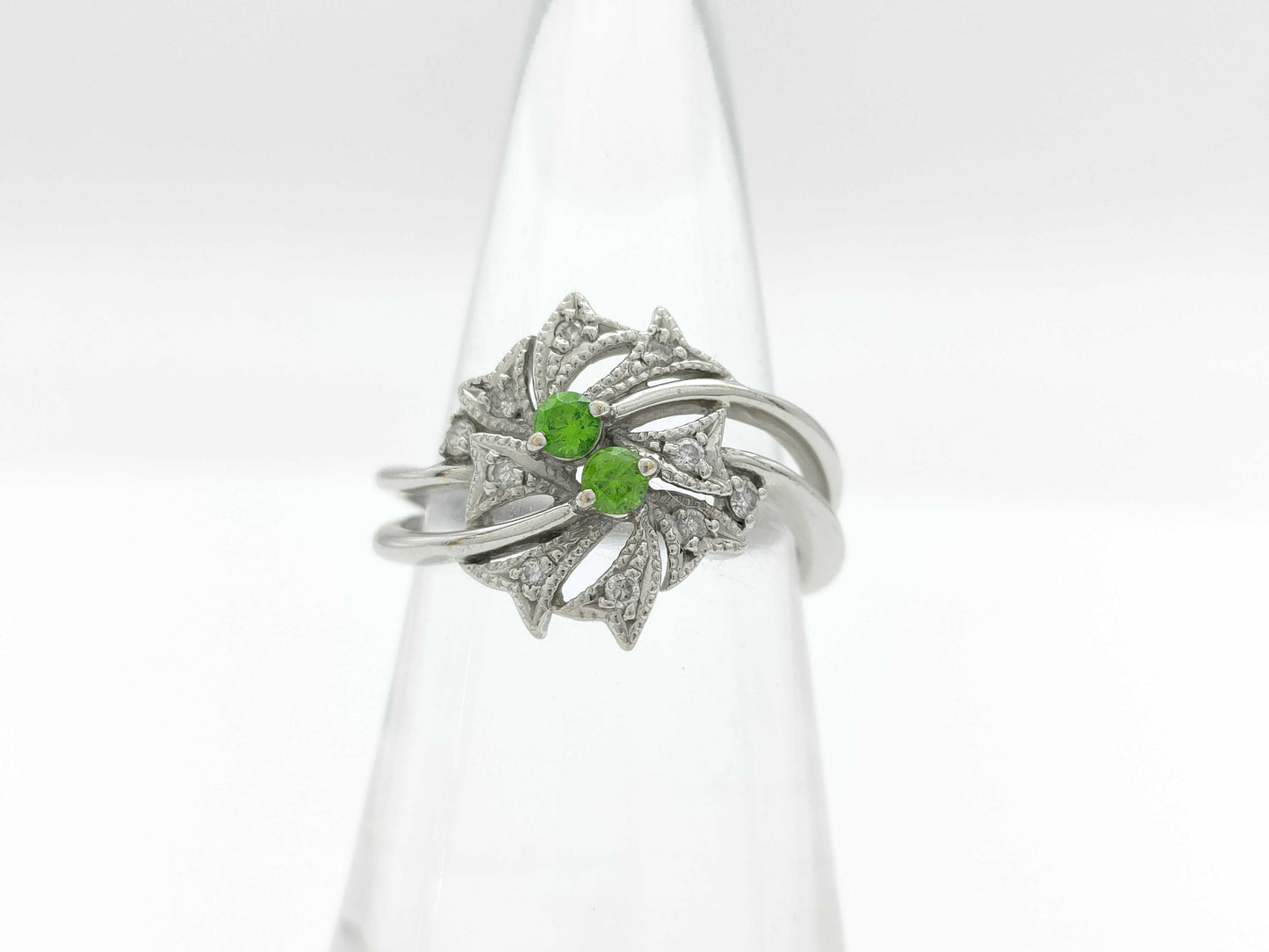 Demantoid Garnet 0.17ct D0.11ct K18WG 5.4g Ring