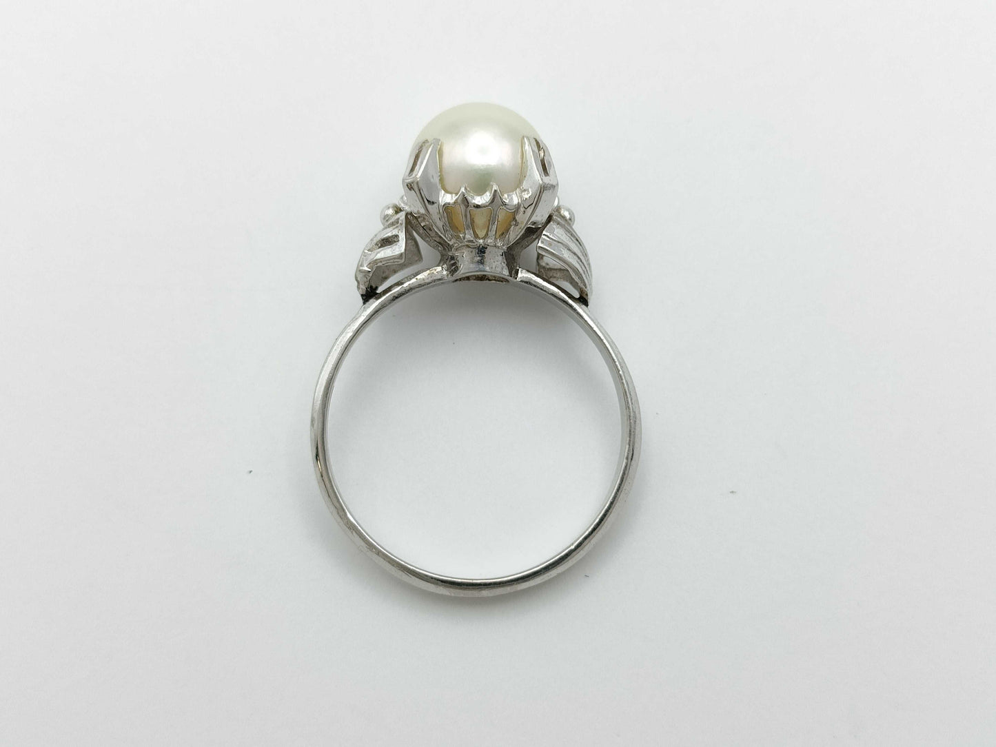 Pearl ring, diameter approx. 8.2mm, 14K white gold, 3.2g