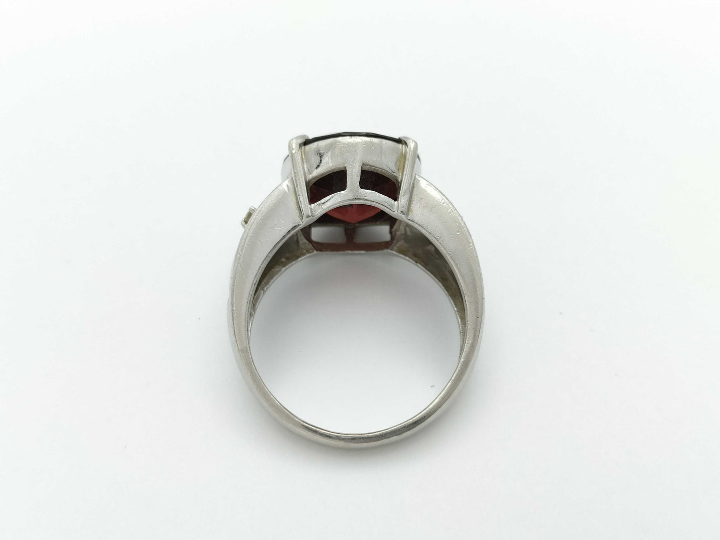 Garnet D0.02ct Pt900 9.4g Ring