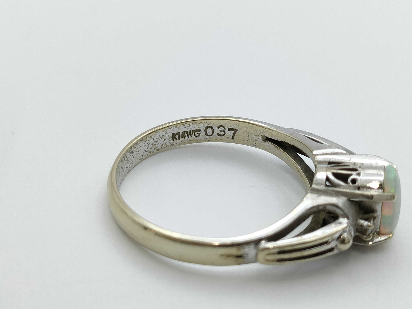 Opal Diamond 037 Stamp K14WG 2.7g Ring