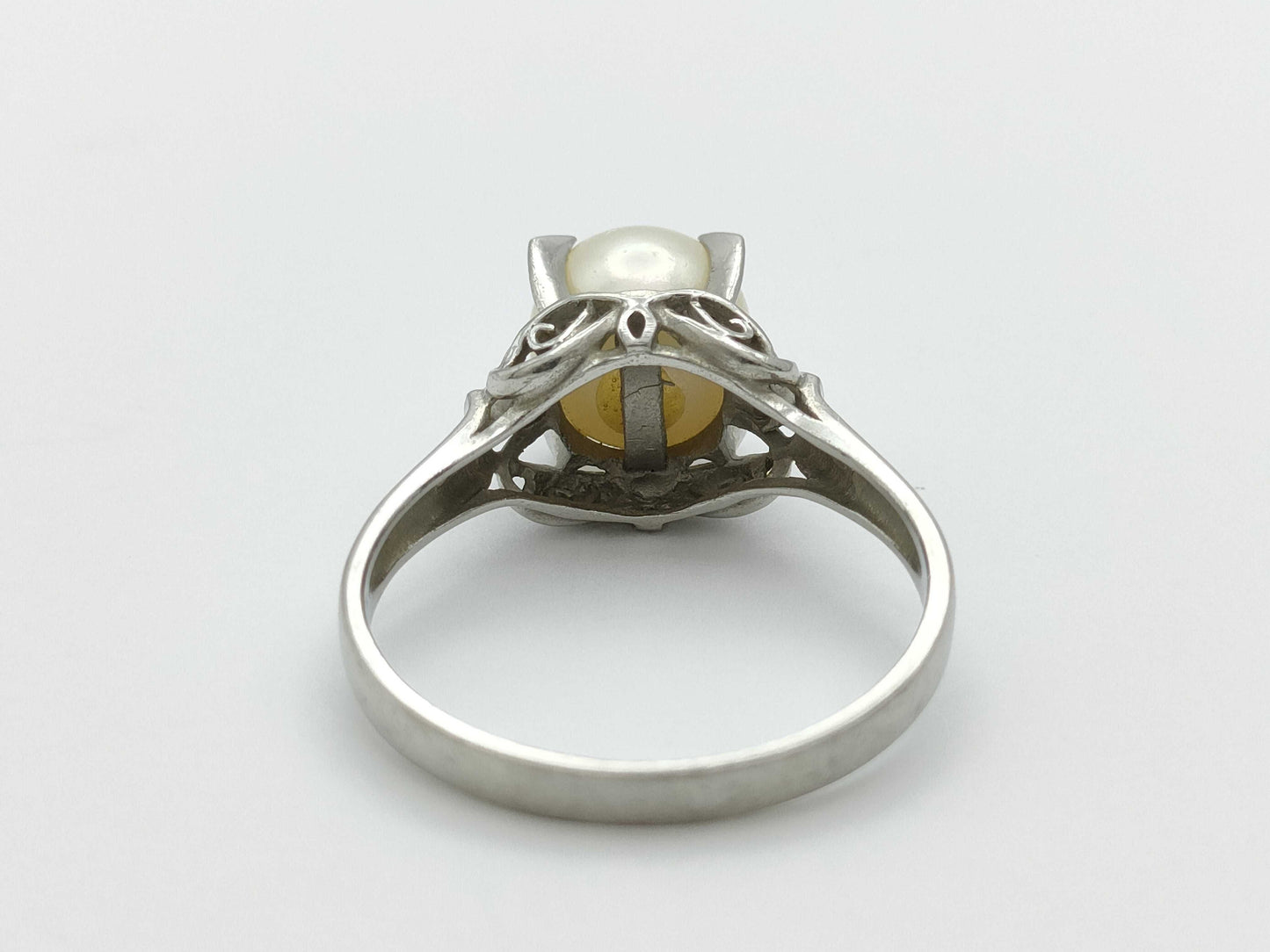 Pearl, Diameter: Approx. 7.3mm, D0.02ct, Pt900, 3.4g, Ring