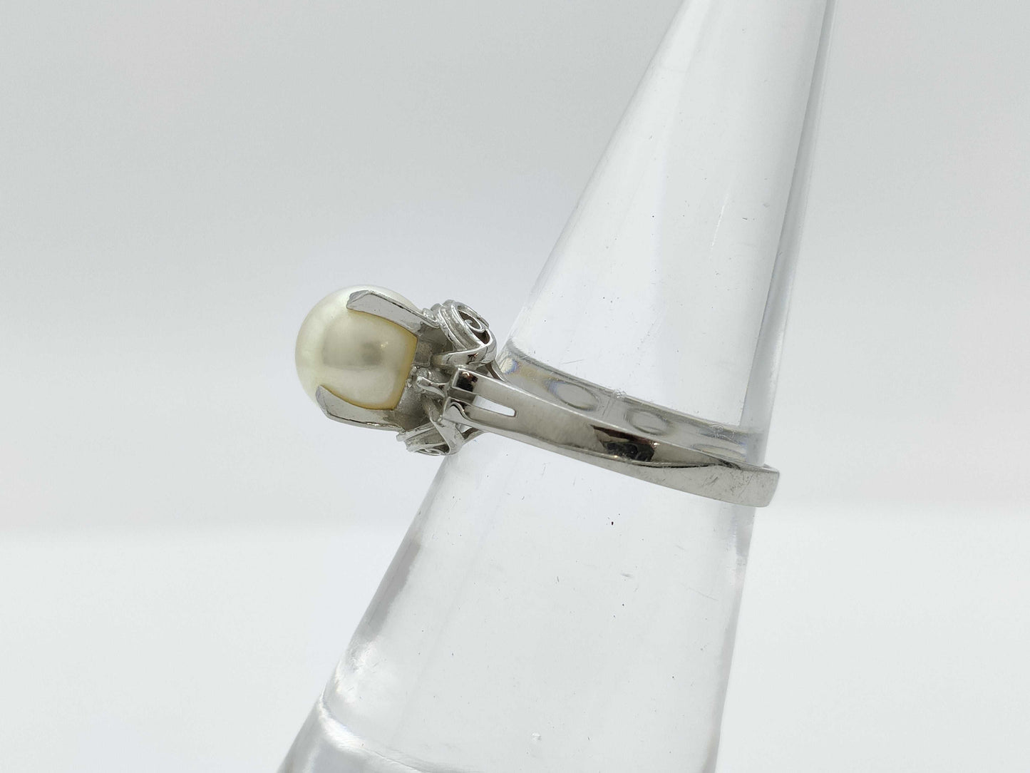 Pearl, Diameter: Approx. 7.3mm, D0.02ct, Pt900, 3.4g, Ring