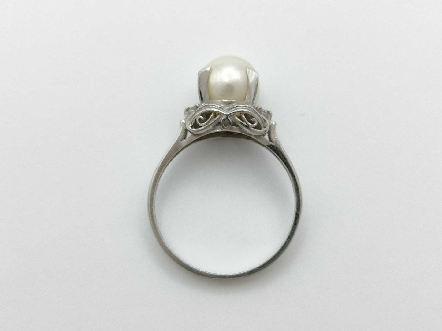 Pearl, Diameter: Approx. 7.3mm, D0.02ct, Pt900, 3.4g, Ring