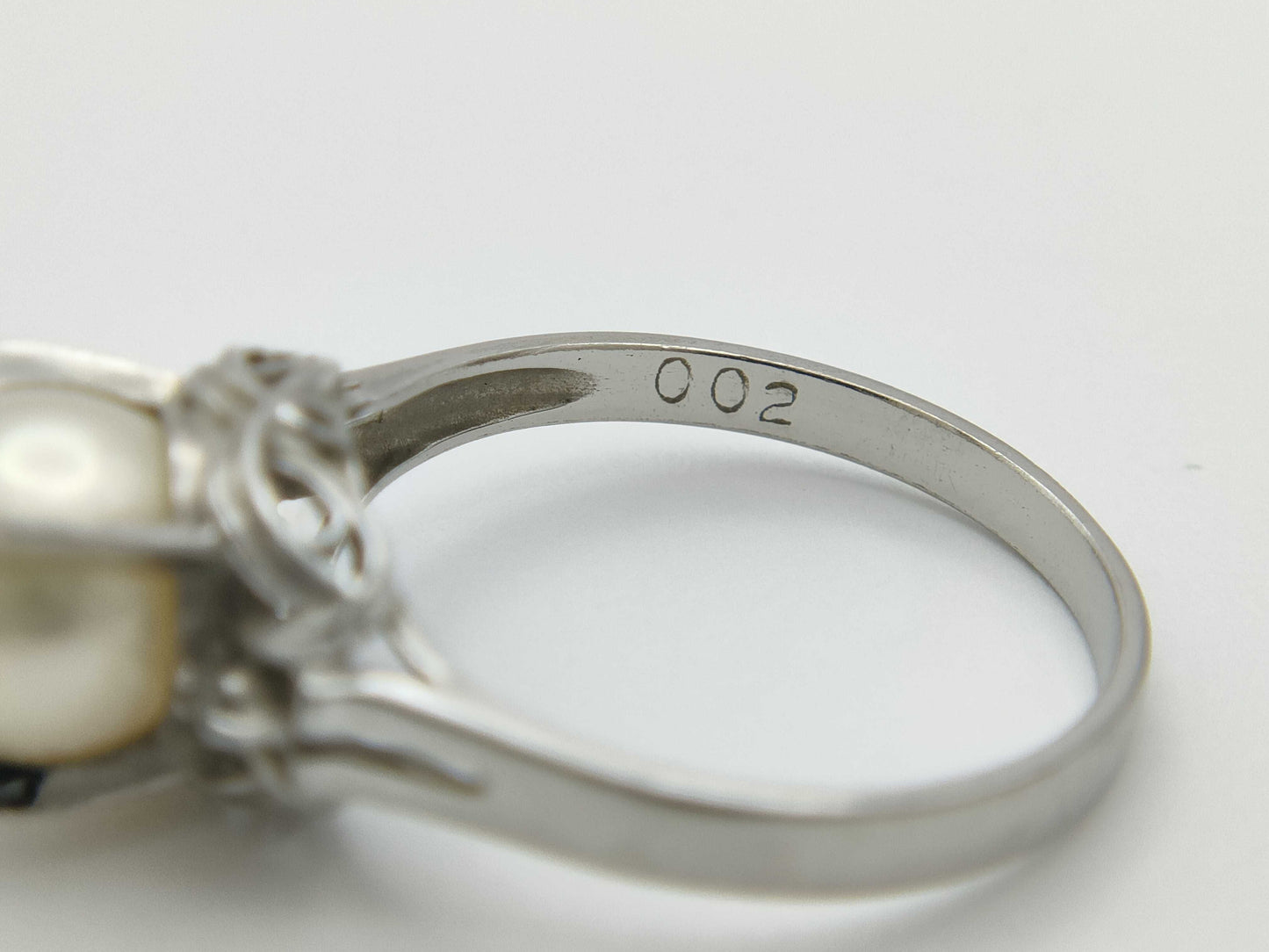 Pearl, Diameter: Approx. 7.3mm, D0.02ct, Pt900, 3.4g, Ring