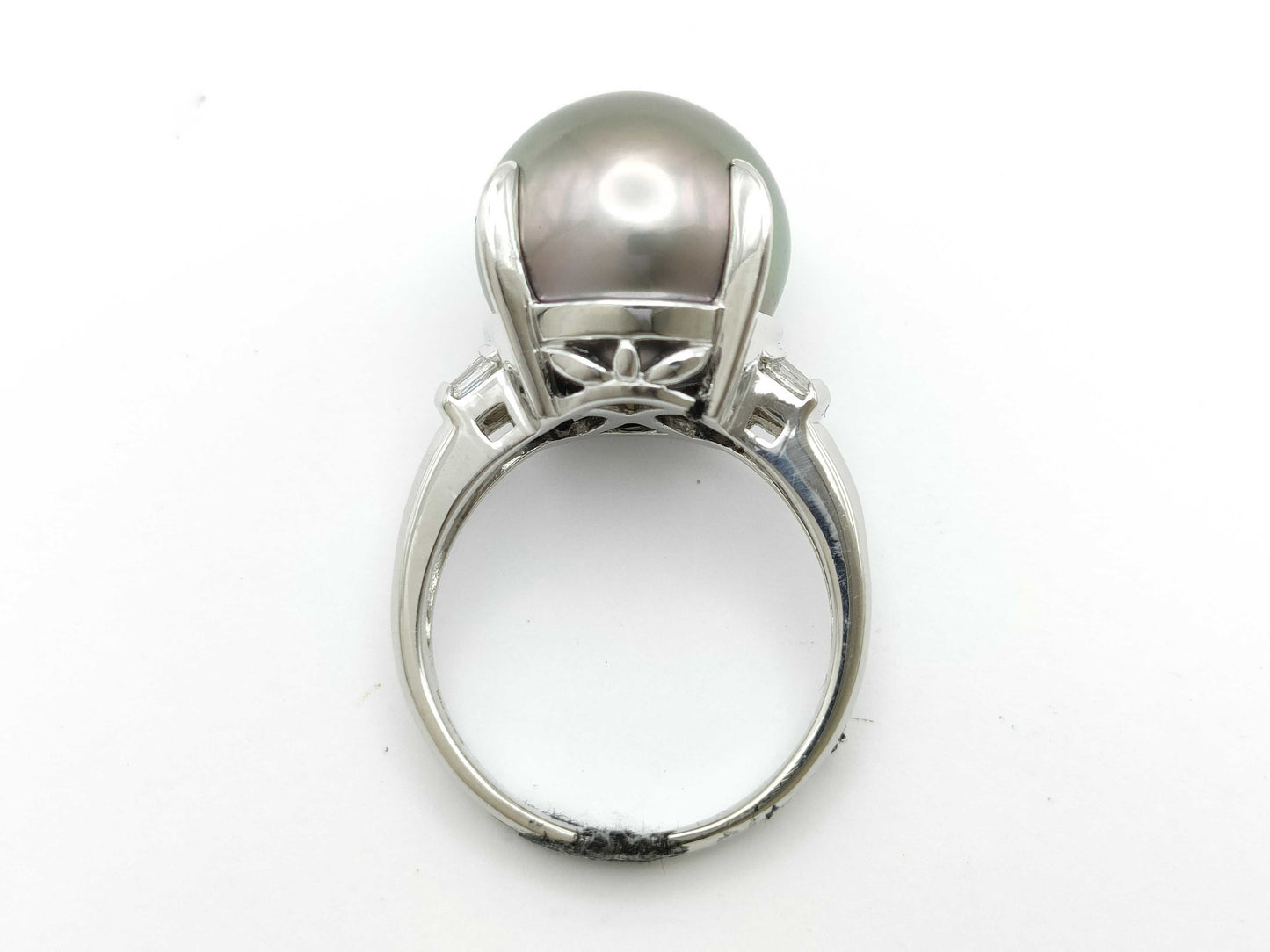 Pearl Ring, Diameter: Approx. 14.4mm, D0.22ct, Pt900, 11.8g