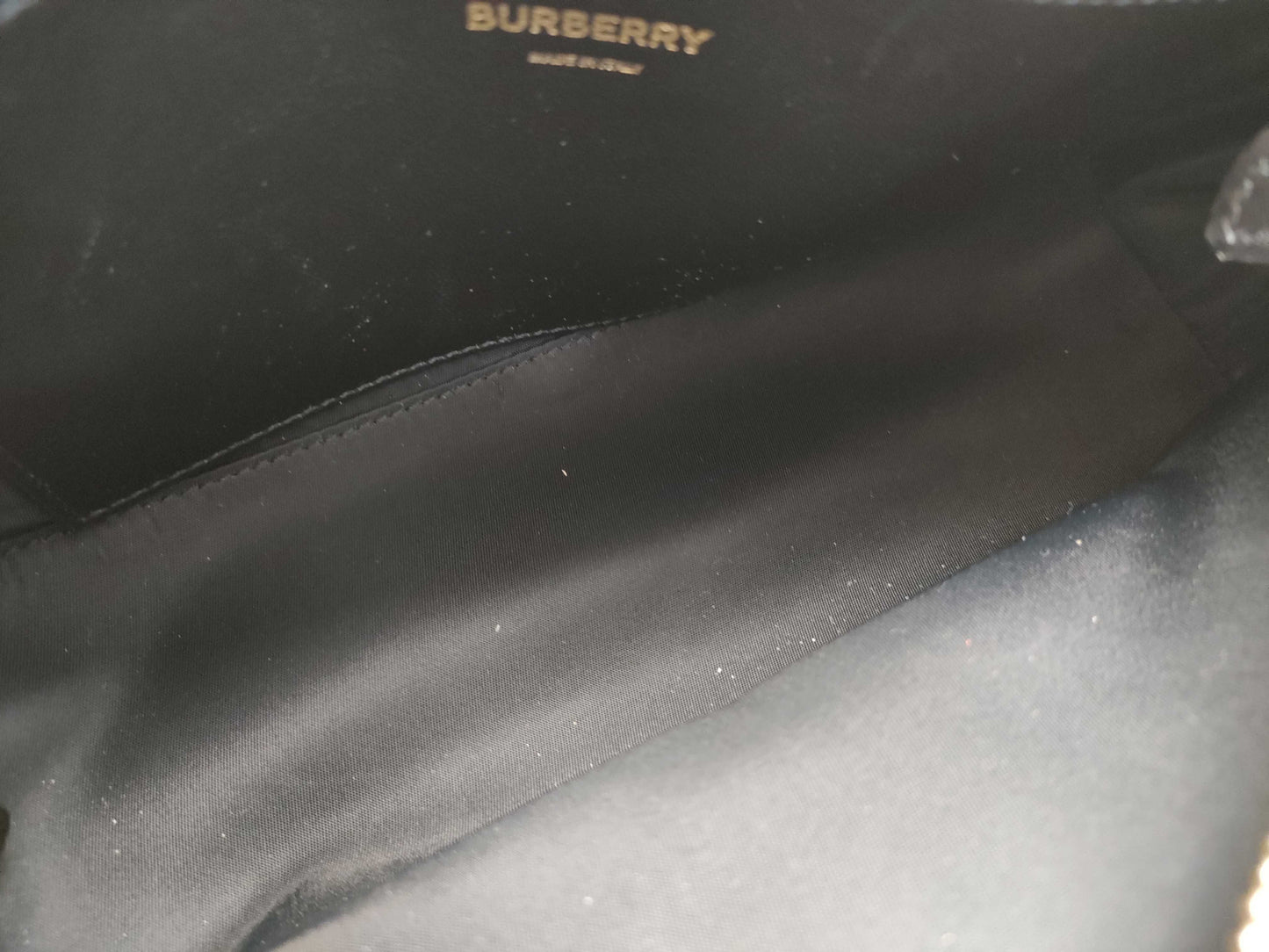 BURBERRY TB logo quilted leather chain shoulder bag in black