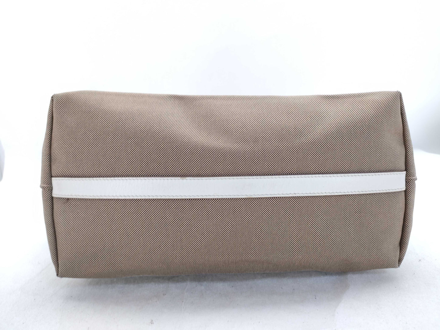 PRADA Prada Tote Bag 1BG159 White Calf Leather x Canvas Tote Bag