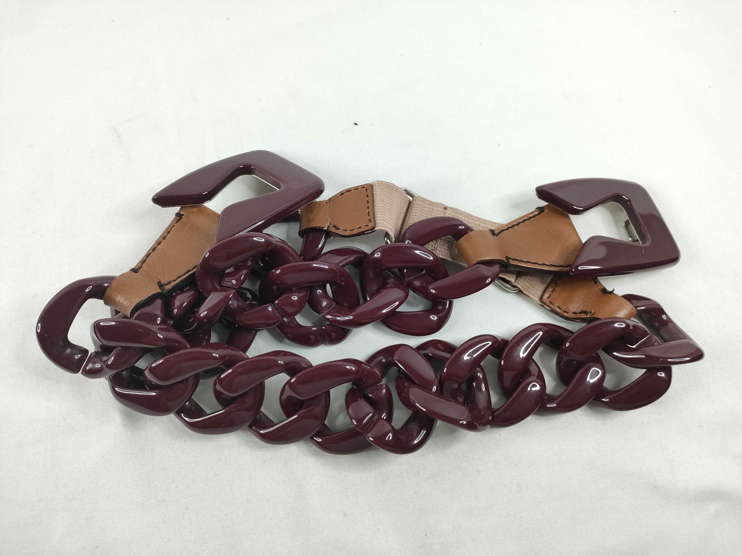 PRADA PRADA Belt Plastic Chain/Rubber Brown Belt