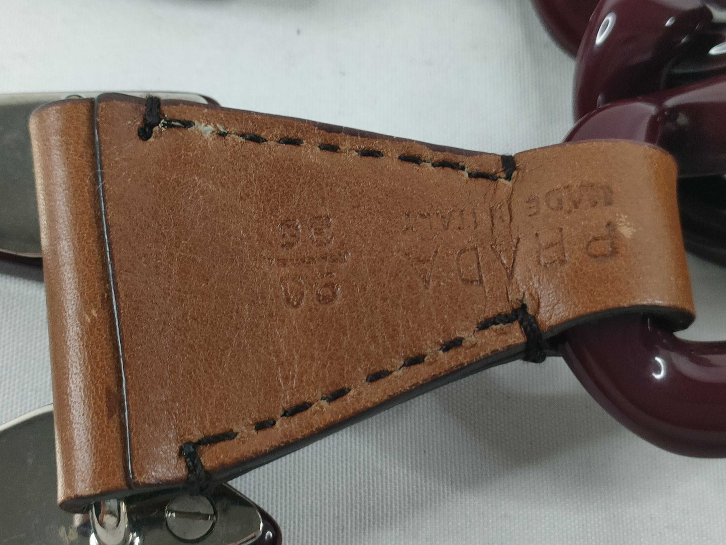 PRADA PRADA Belt Plastic Chain/Rubber Brown Belt