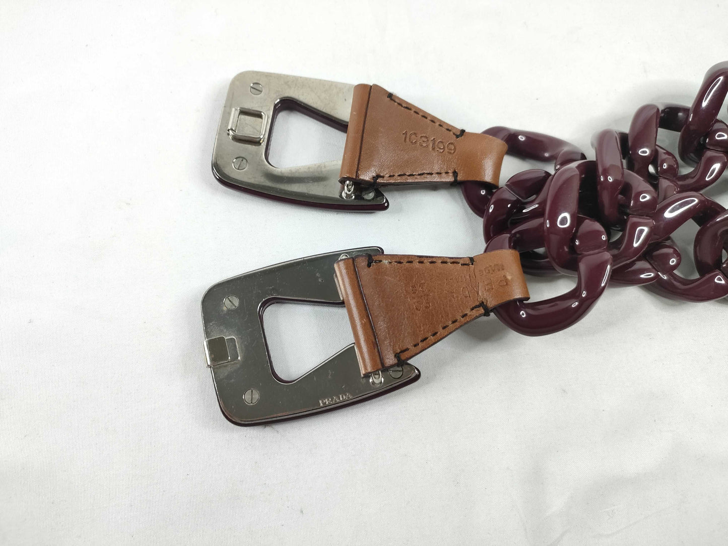 PRADA PRADA Belt Plastic Chain/Rubber Brown Belt