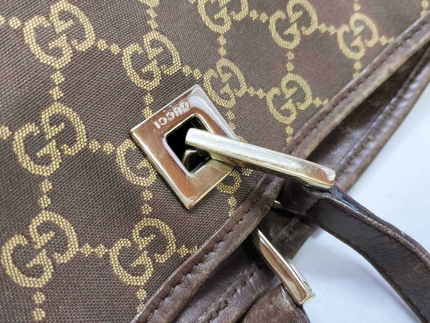 GUCCI GG Canvas GUCCI Tote Bag 002~ Brown Tote Bag