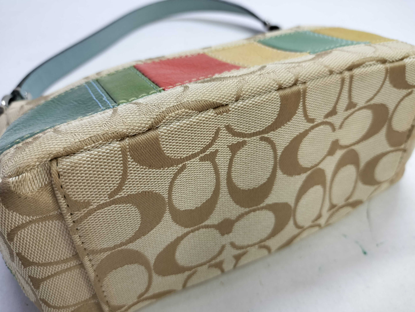 COACH Signature One-Shoulder Canvas Bag, No Serial Number, Beige/Multicolor, Handbag