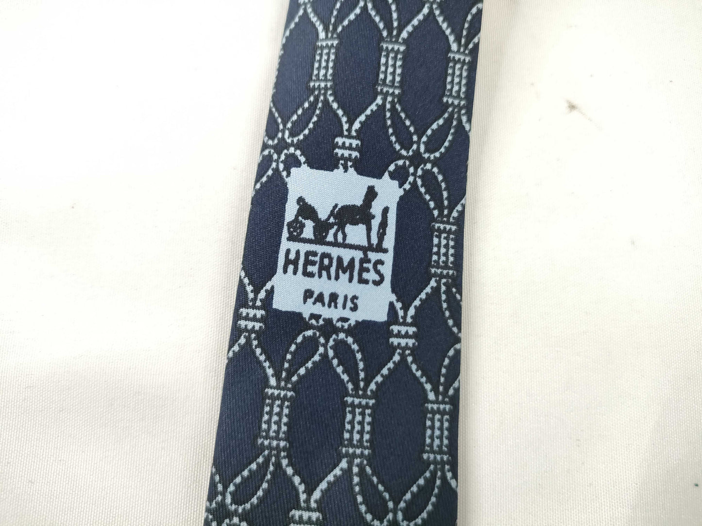 HERMES Hermes Tie Navy/With Tag Other Accessories