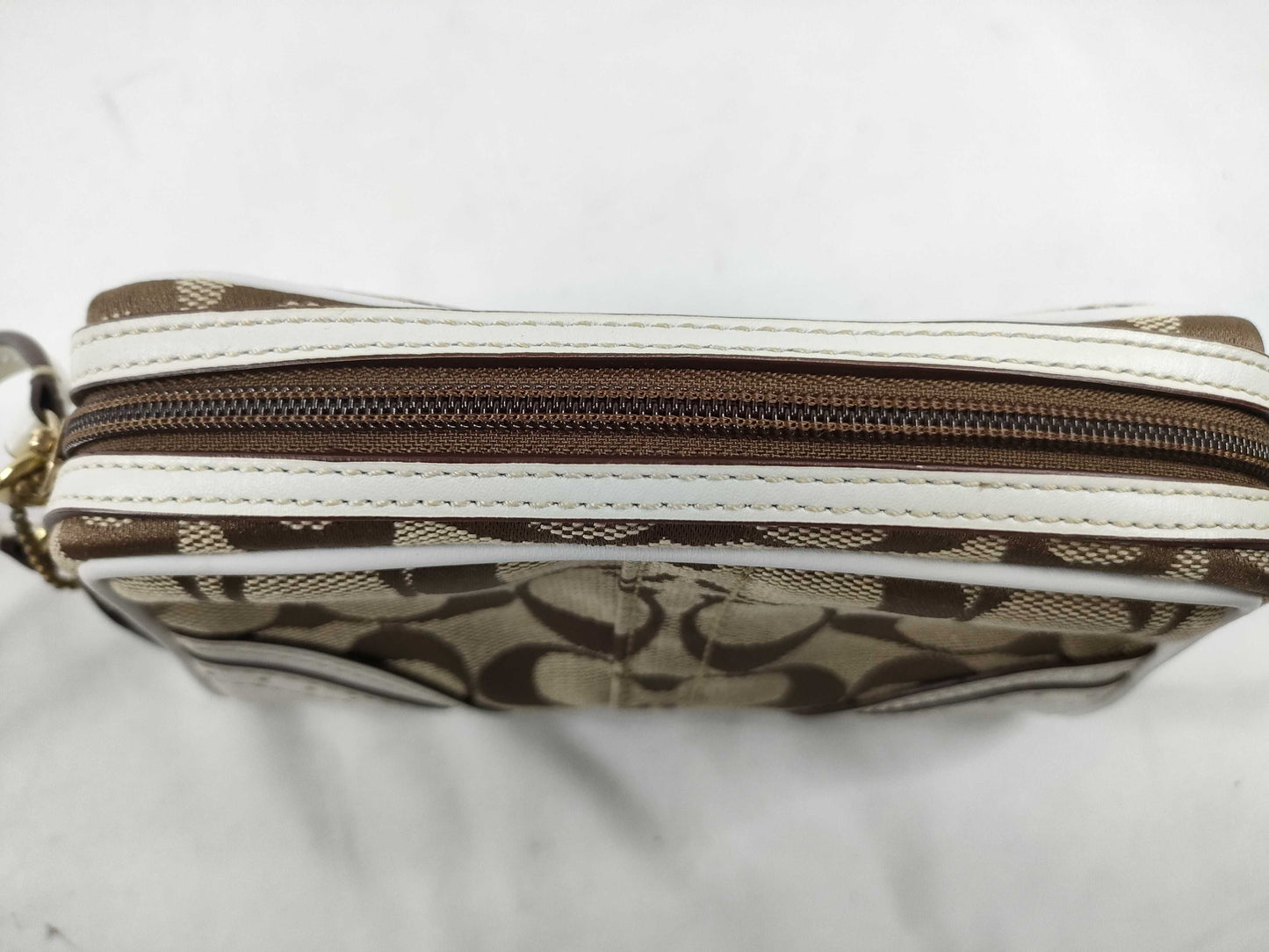 COACH Signature Pouch, Beige/White Canvas Pouch