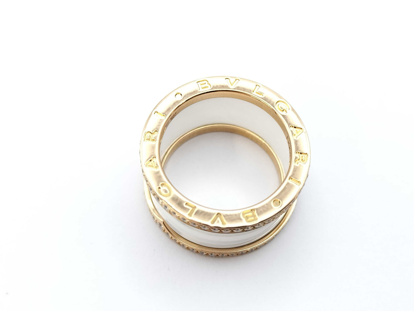 BVLGARI B.zero1 #54 White Ceramic Diamond 750 8.8g Ring