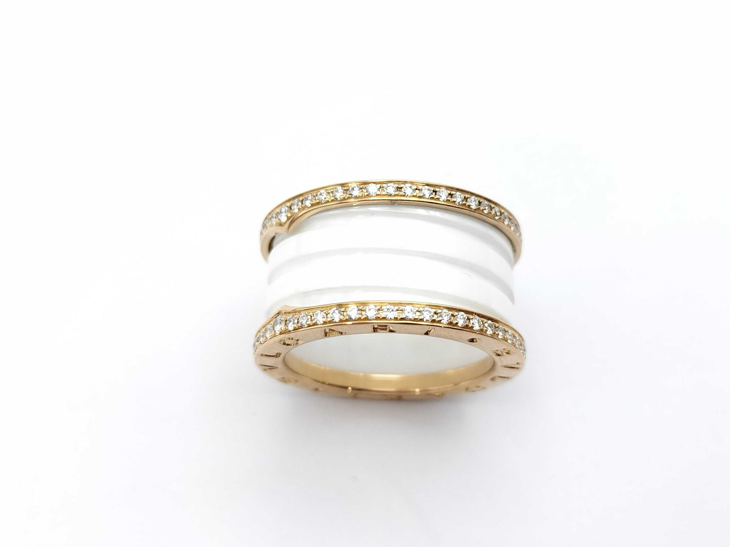 BVLGARI B.zero1 #54 White Ceramic Diamond 750 8.8g Ring