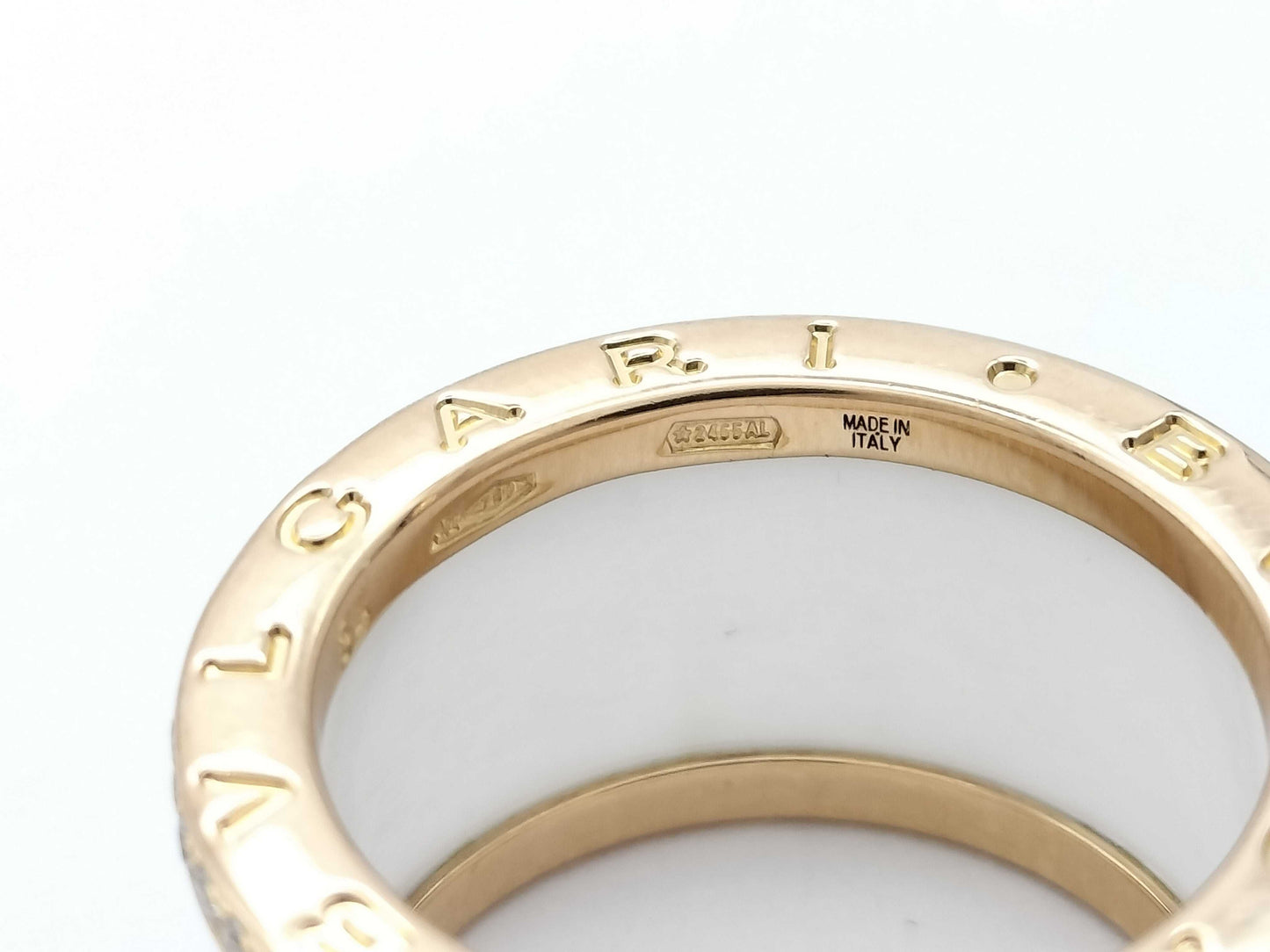 BVLGARI B.zero1 #54 White Ceramic Diamond 750 8.8g Ring