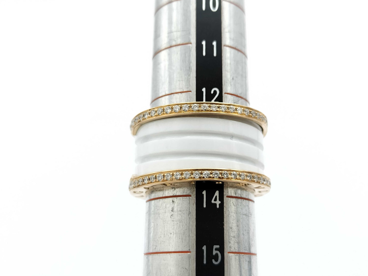 BVLGARI B.zero1 #54 White Ceramic Diamond 750 8.8g Ring