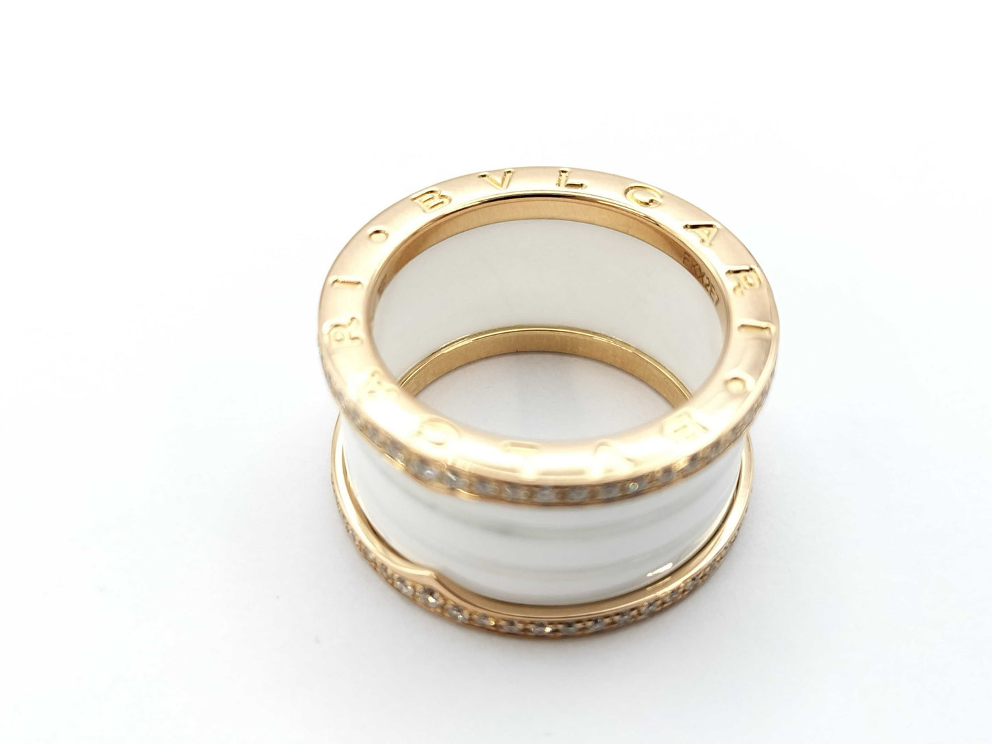 BVLGARI B.zero1 #54 White Ceramic Diamond 750 8.8g Ring