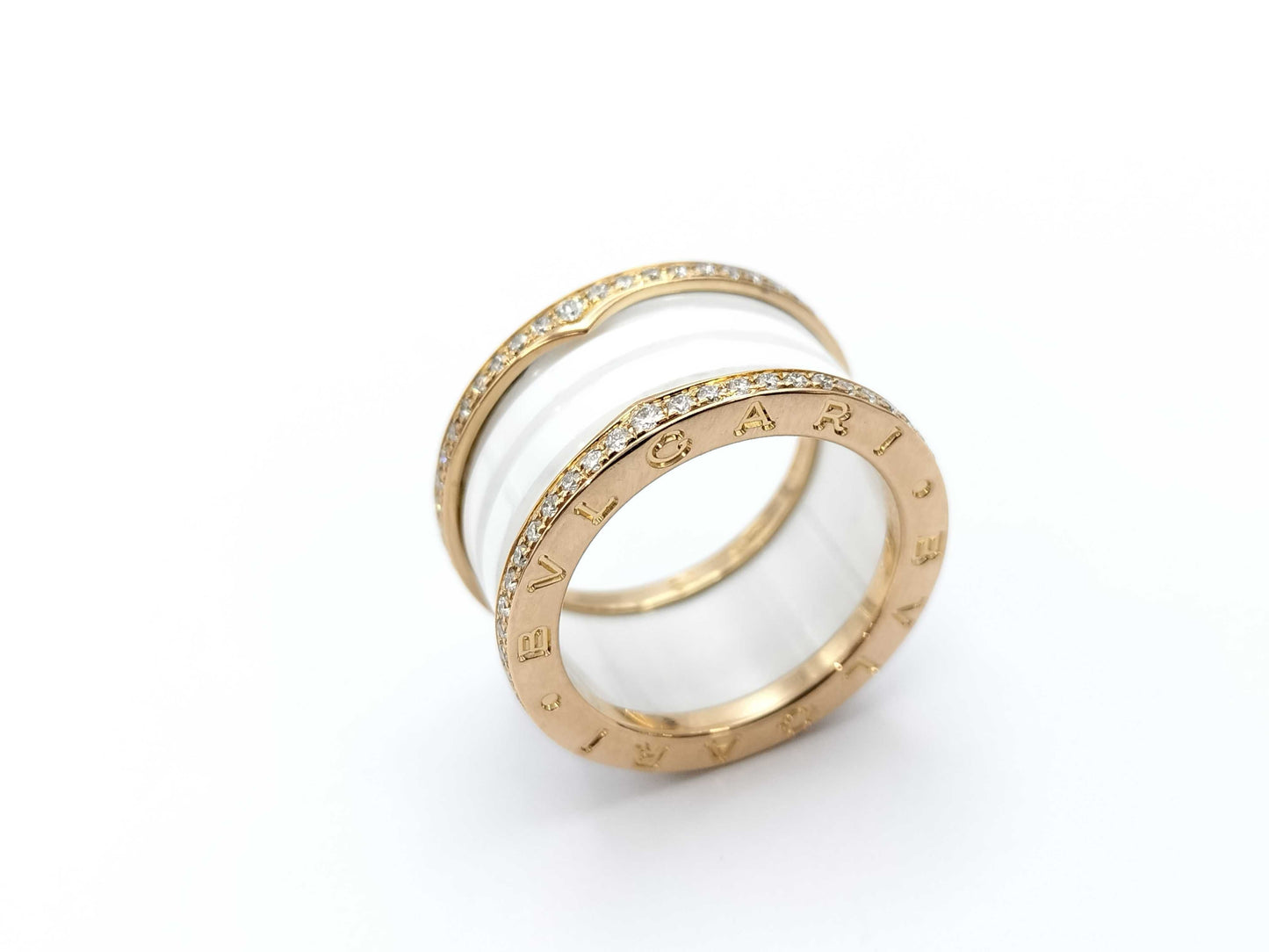 BVLGARI B.zero1 #54 White Ceramic Diamond 750 8.8g Ring