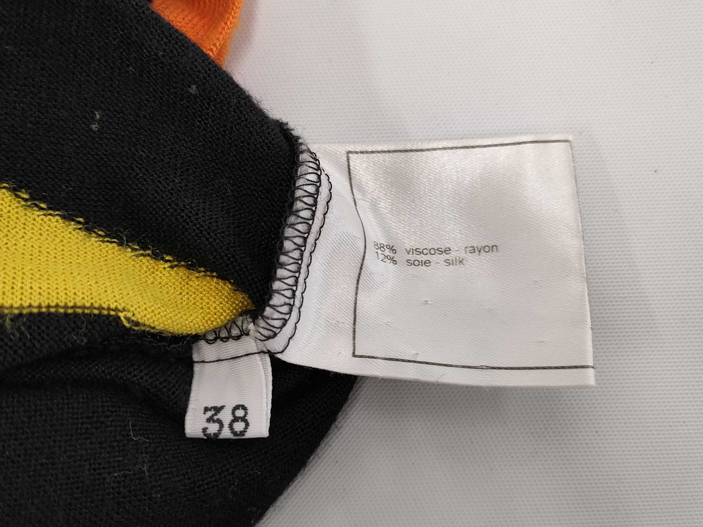 CHANEL 00T Clover Knit Top, Black, Orange, Blue, Size 38, Tops