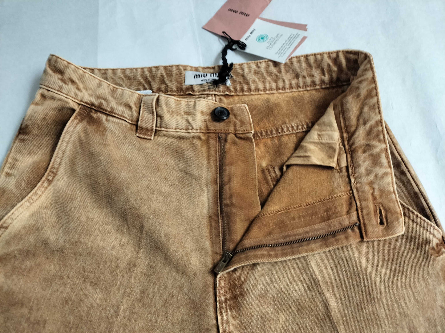 Miu Miu 23SS Marbleized Back Logo Denim Pants GWP467 Brown
