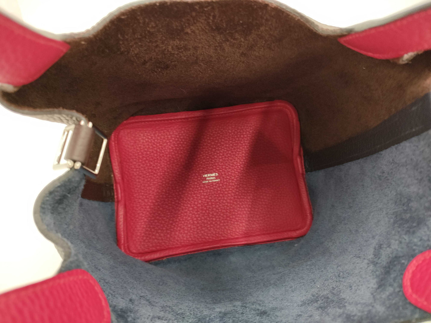 HERMES Z Stamp Picotin Lock PM Taurillon Clemence Rouge Cellier Framboise Handbag