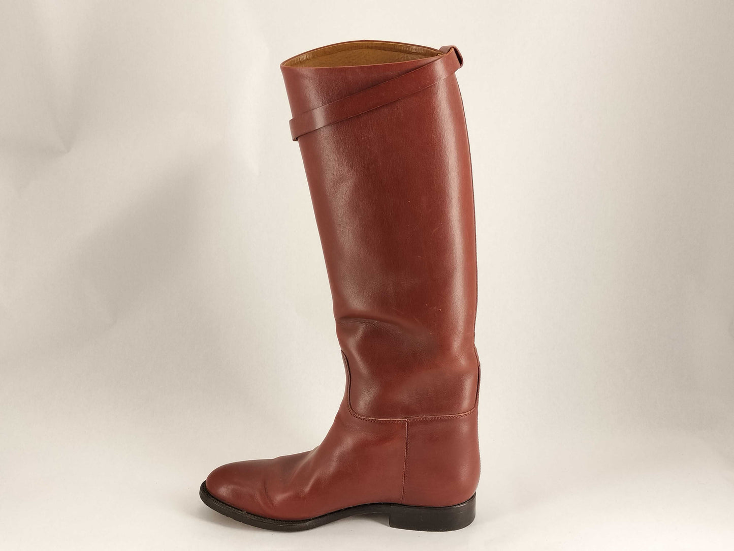 HERMES Kelly Leather Long Boots Red Size 36 Other Shoes