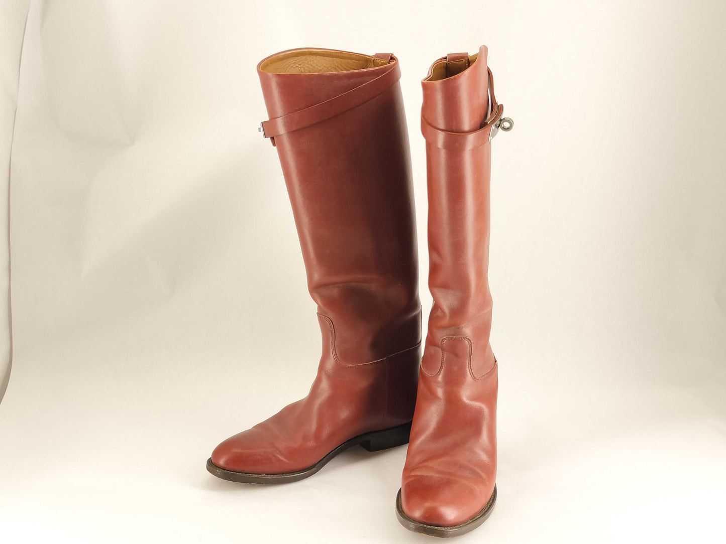 HERMES Kelly Leather Long Boots Red Size 36 Other Shoes