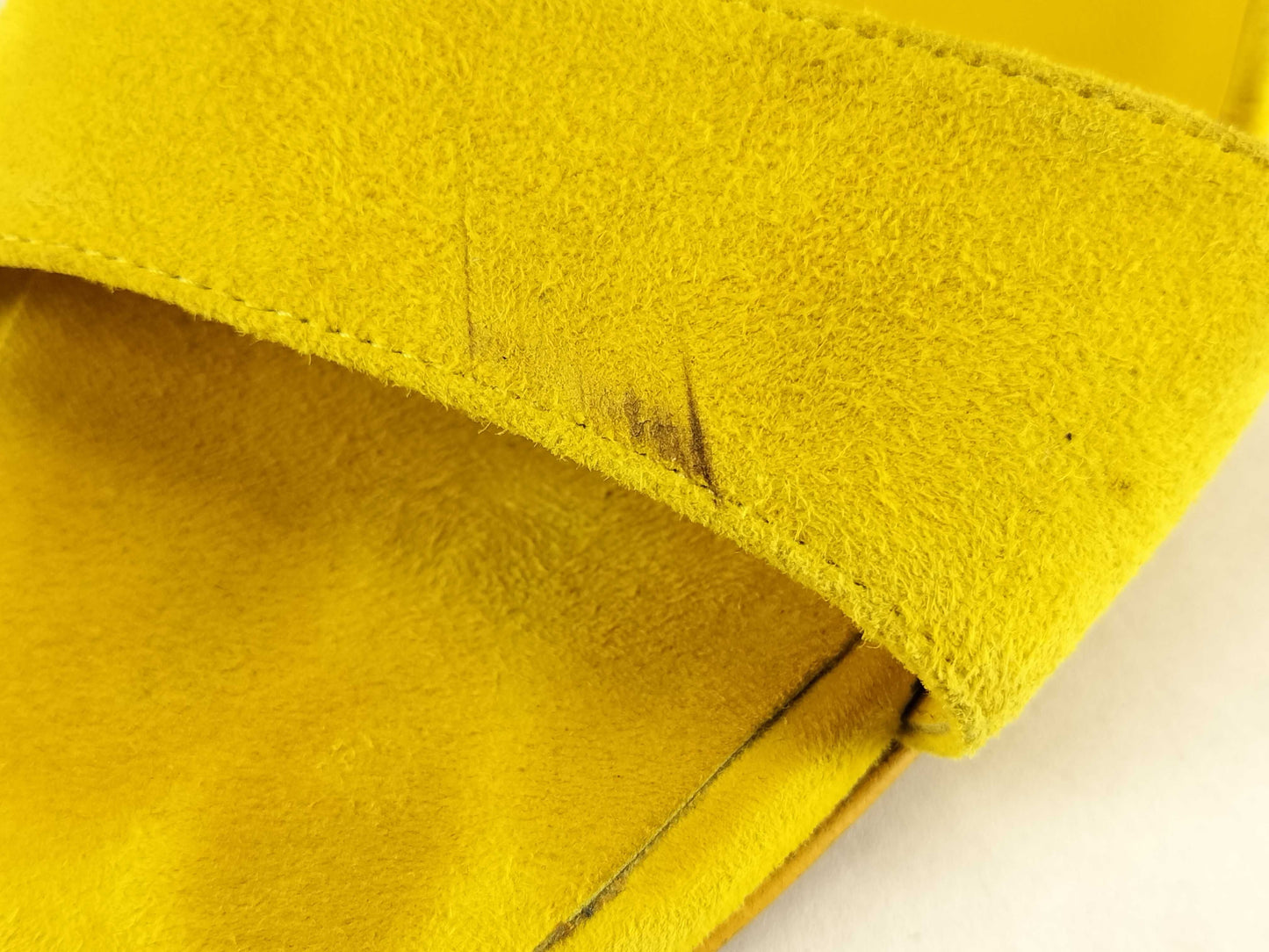 HERMES Chock Suede Strap Sandals, Yellow, Size 38 1/2
