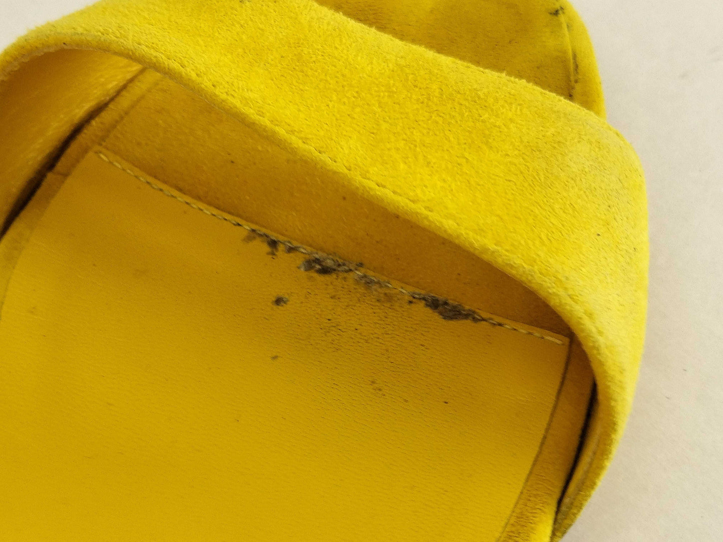HERMES Chock Suede Strap Sandals, Yellow, Size 38 1/2