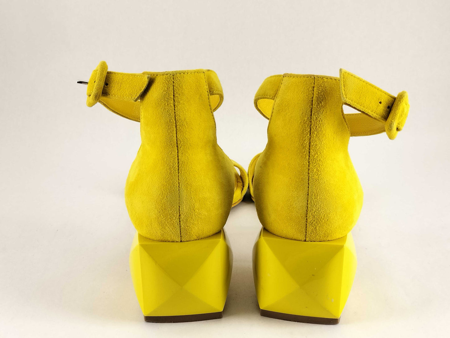 HERMES Chock Suede Strap Sandals, Yellow, Size 38 1/2