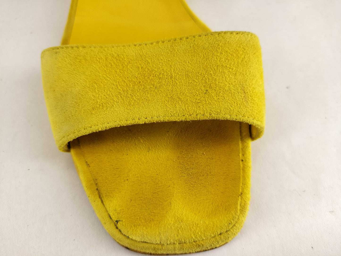 HERMES Chock Suede Strap Sandals, Yellow, Size 38 1/2