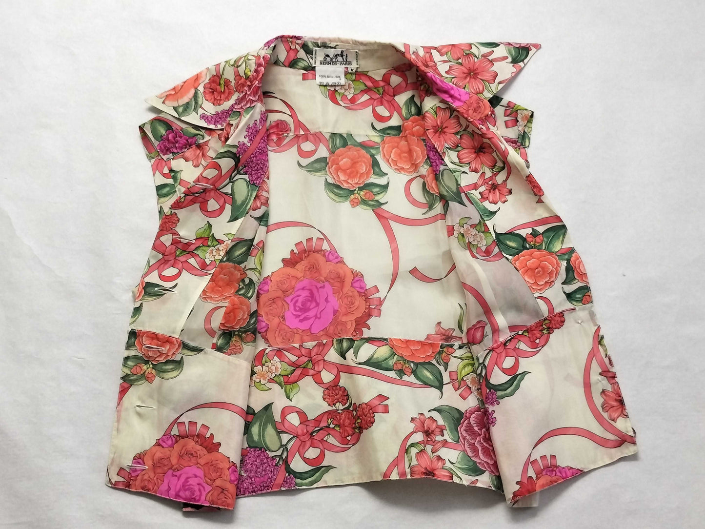 HERMES Silk Vest Sleeveless Blouse Top