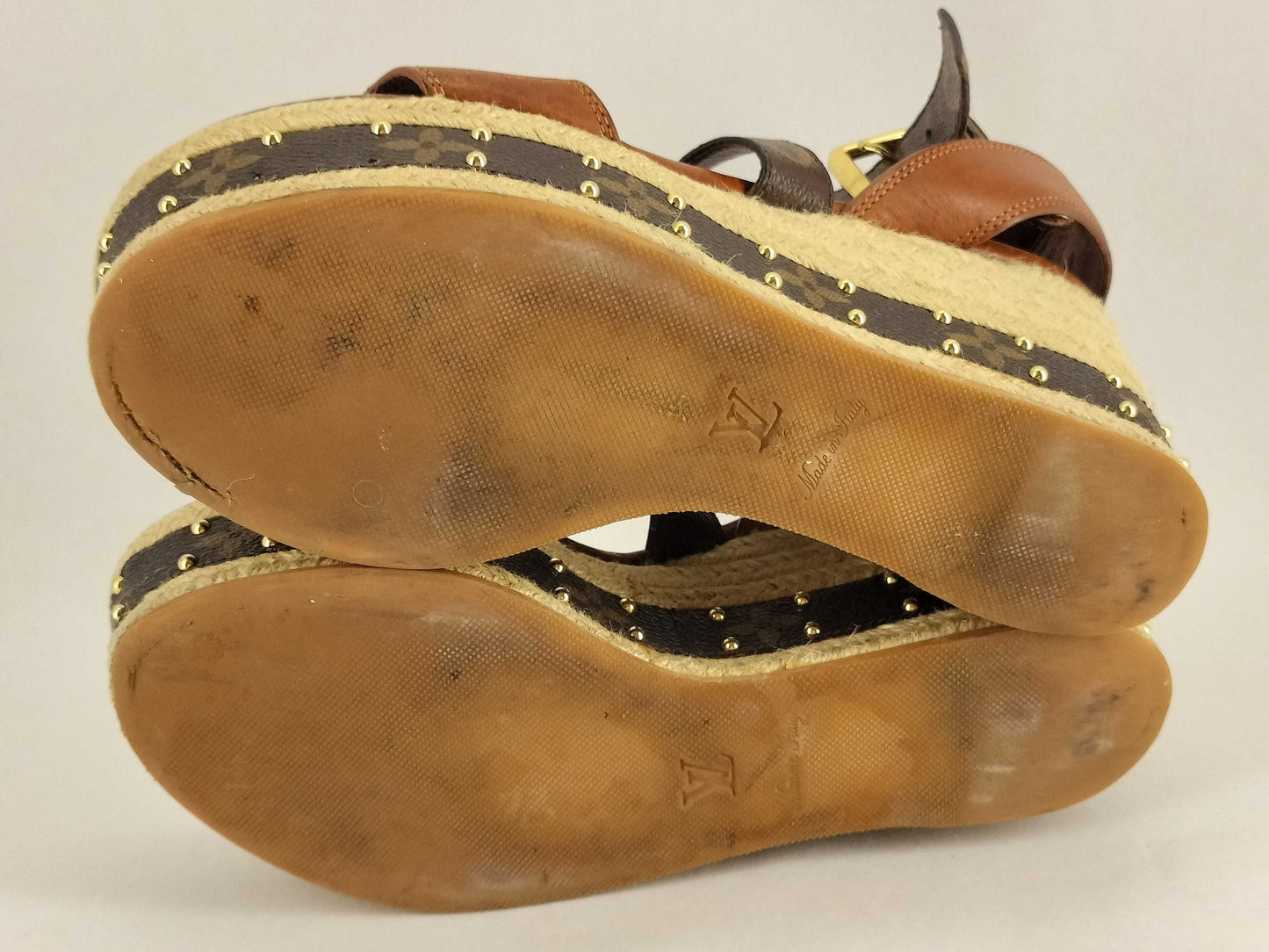 LOUIS VUITTON Monogram Louis Vuitton Monogram Vedge Sole Sandals