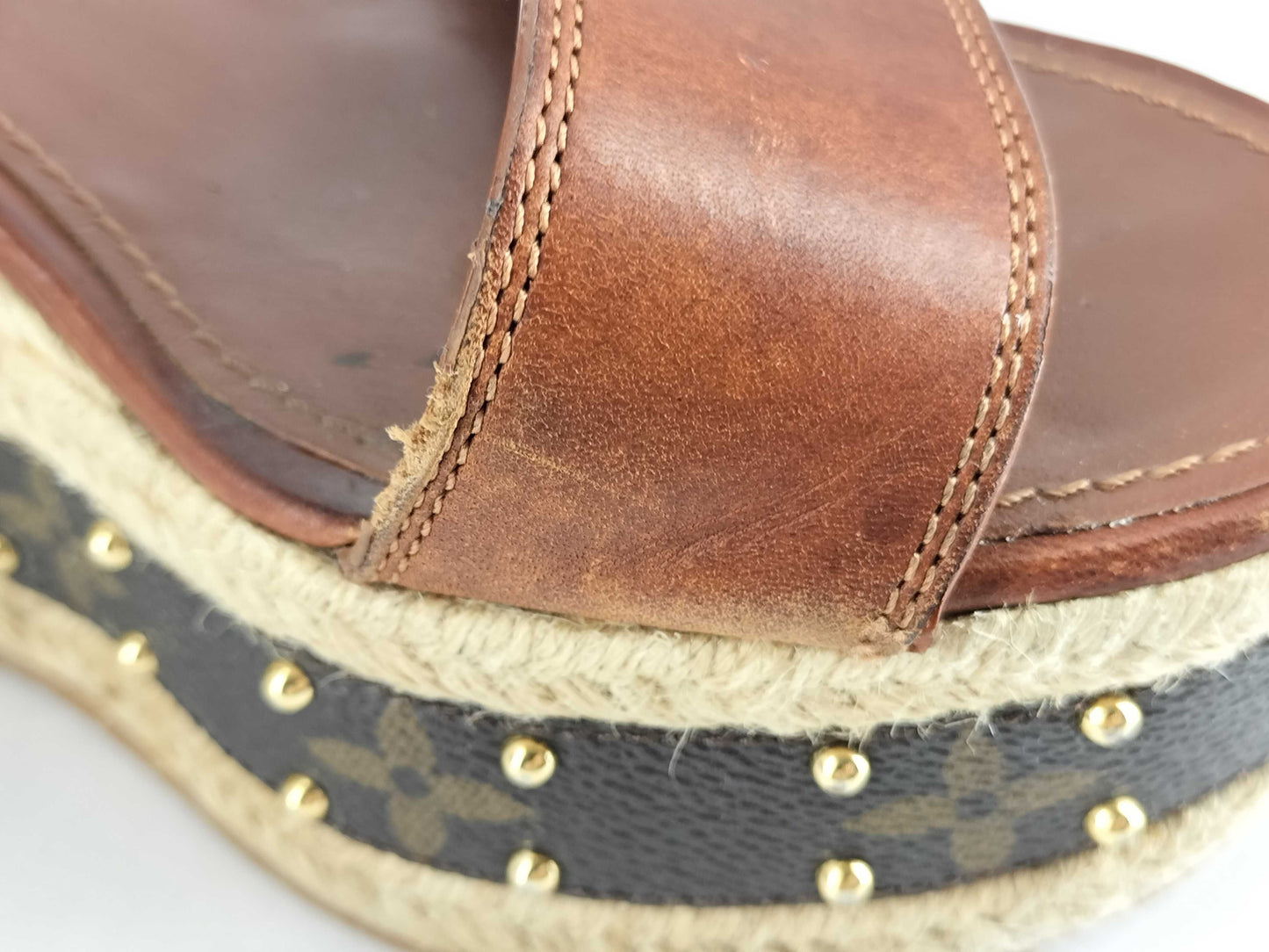 LOUIS VUITTON Monogram Louis Vuitton Monogram Vedge Sole Sandals