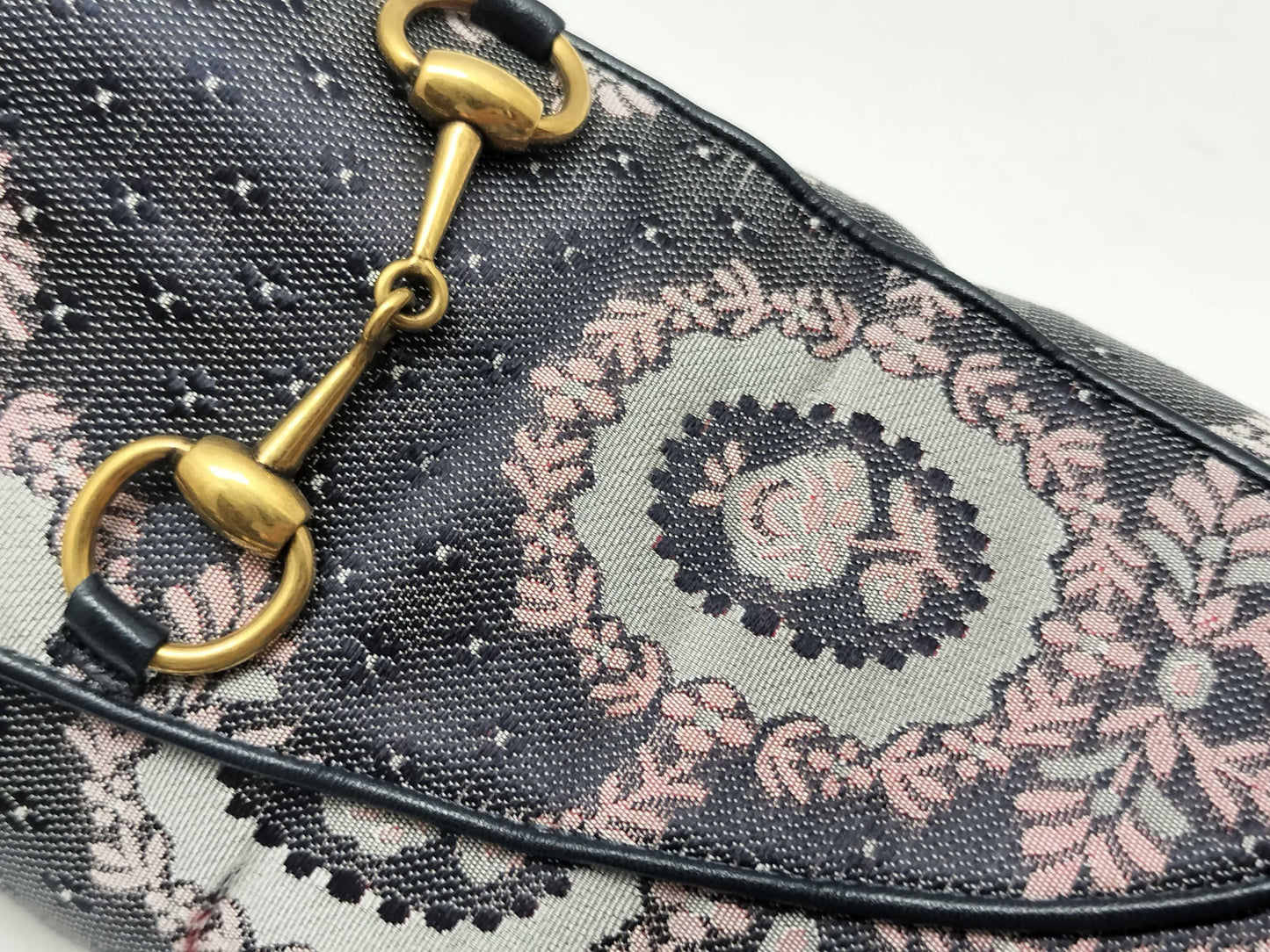 GUCCI Jacquard Princetown Horsebit Sandals 423514 Navy Size 38