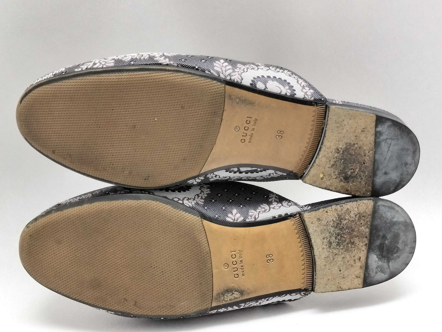 GUCCI Jacquard Princetown Horsebit Sandals 423514 Navy Size 38