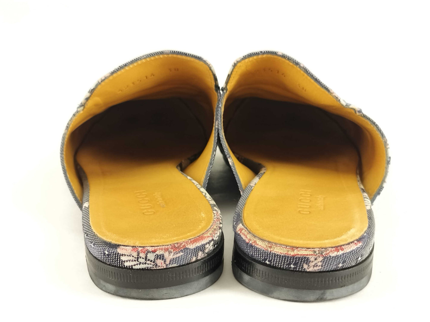 GUCCI Jacquard Princetown Horsebit Sandals 423514 Navy Size 38