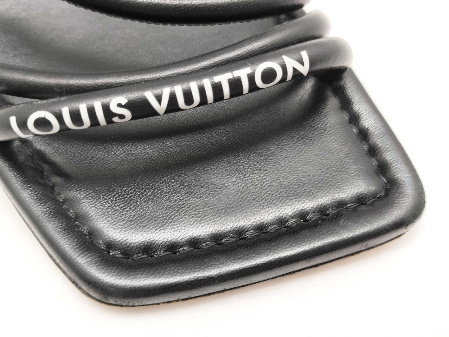 LOUIS VUITTON Icon Logo Square Toe Sandals Black Sandals