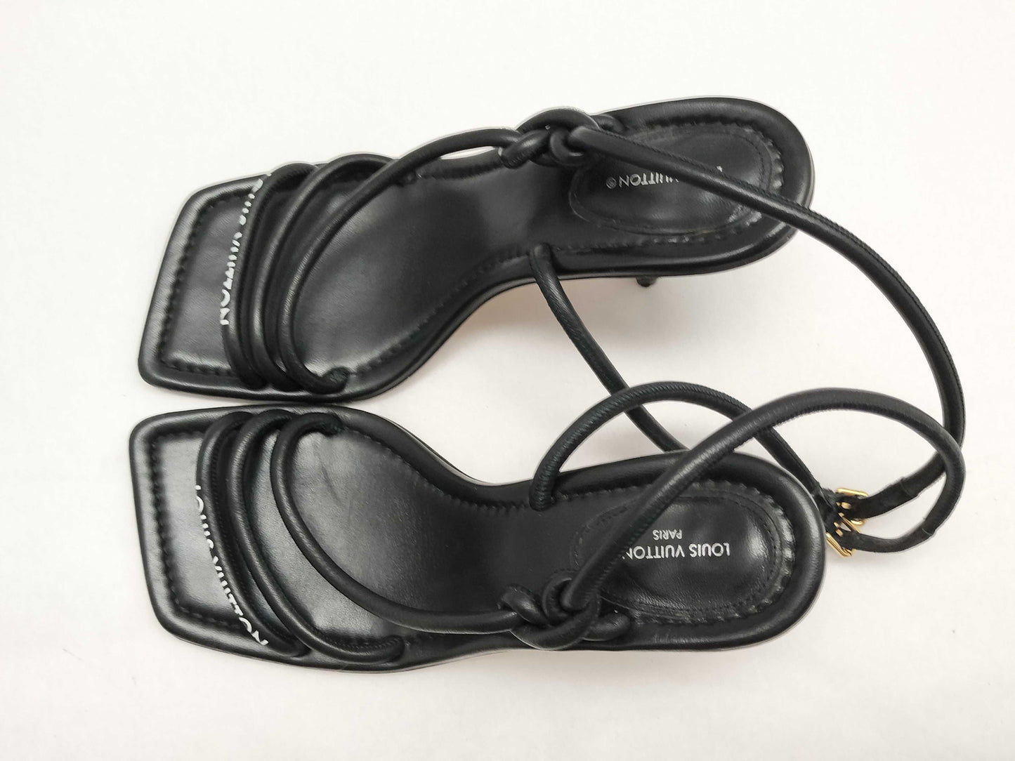 LOUIS VUITTON Icon Logo Square Toe Sandals Black Sandals