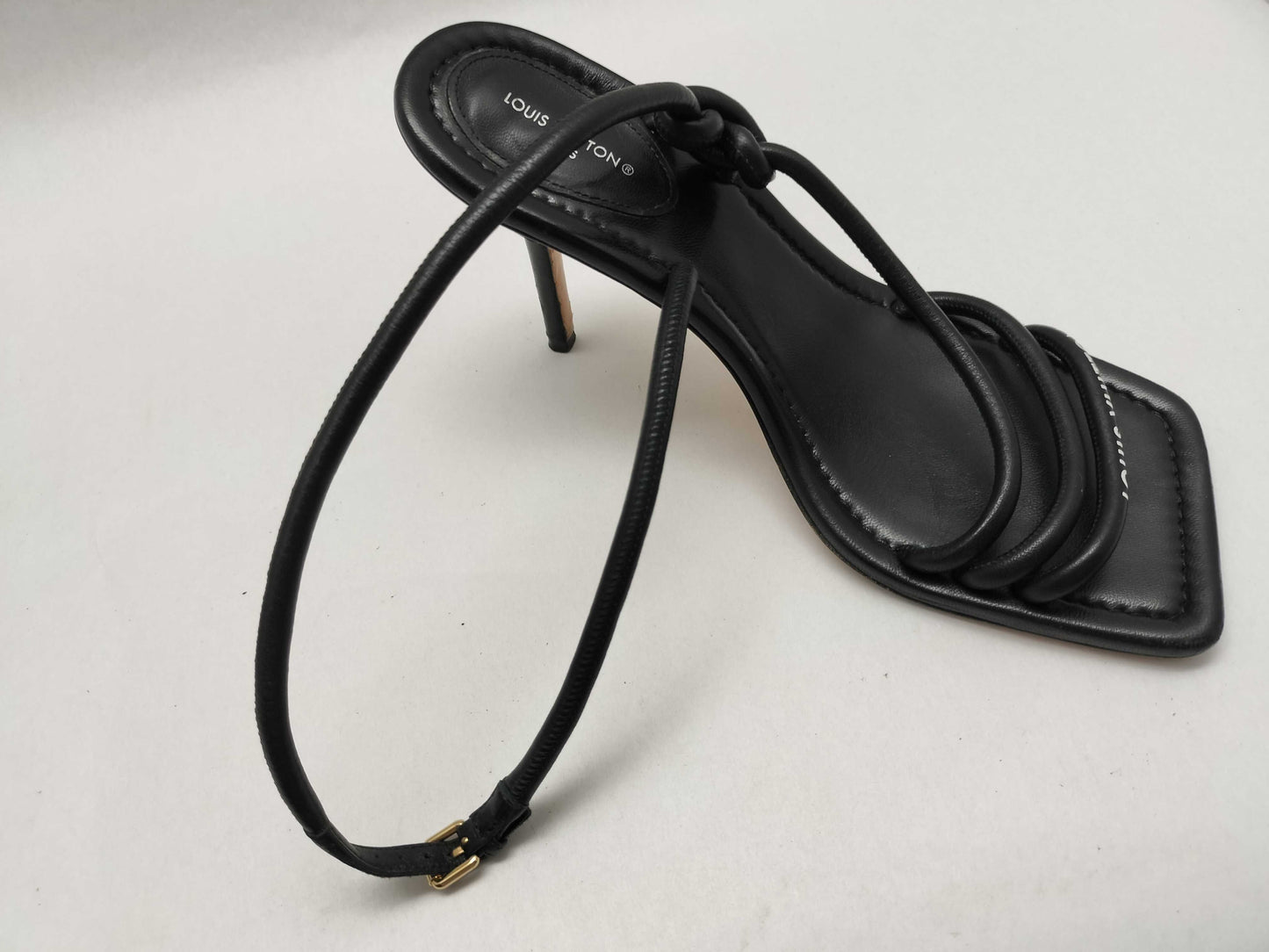LOUIS VUITTON Icon Logo Square Toe Sandals Black Sandals