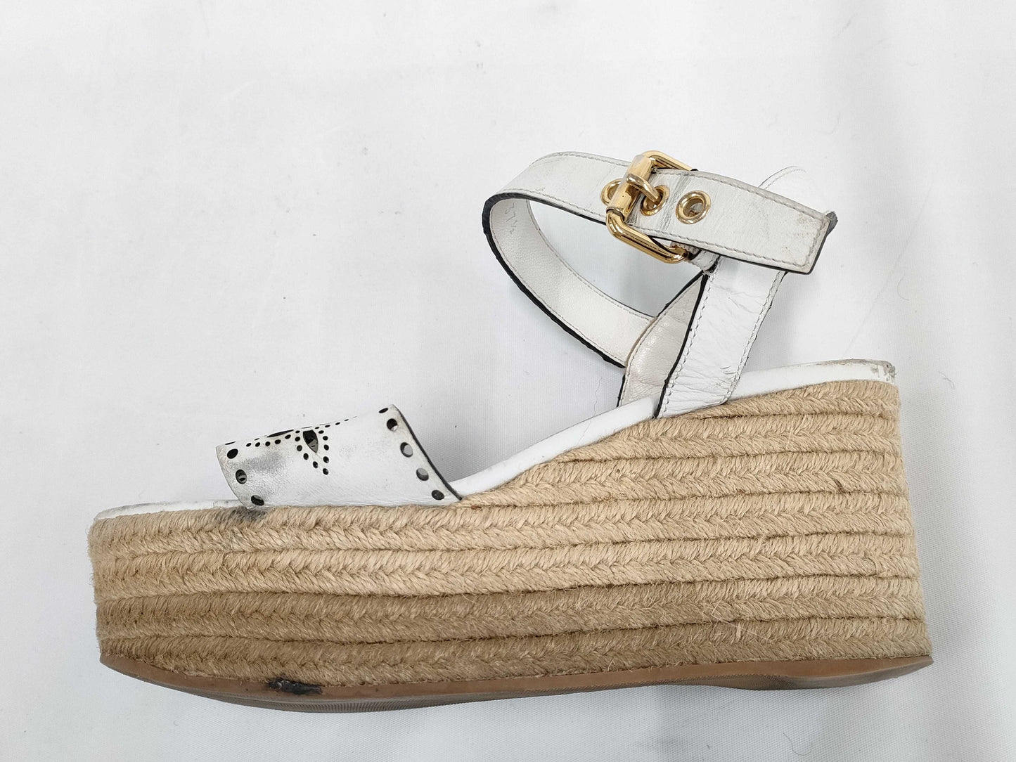 LOUIS VUITTON Horizon Leather Sandals SC1201 White Size 37 1/2 Sandals