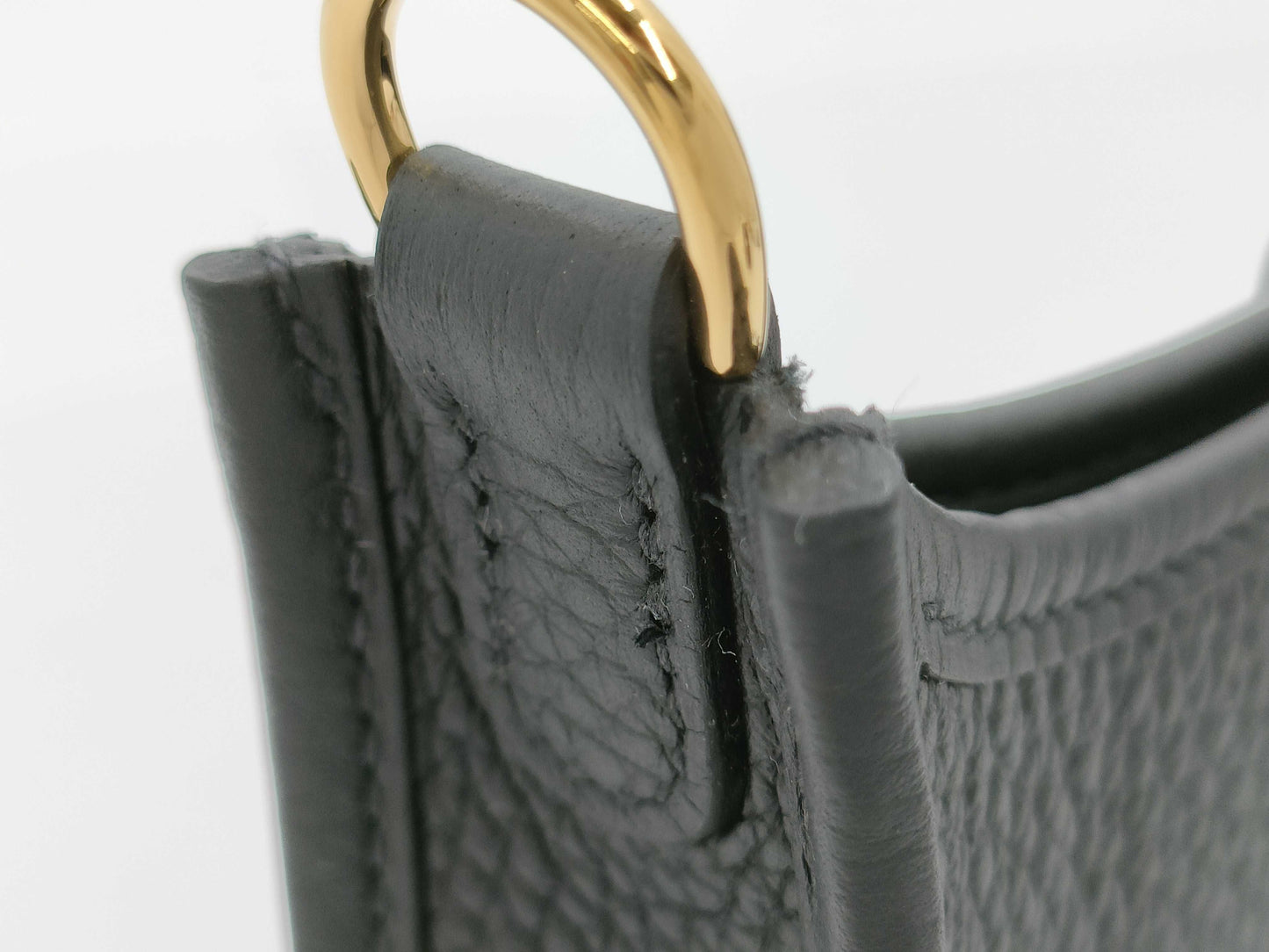 HERMES Evelyn TPM W Stamp Taurillon Clemence Leather Shoulder Bag with Short Strap Noir and Gold Hardware