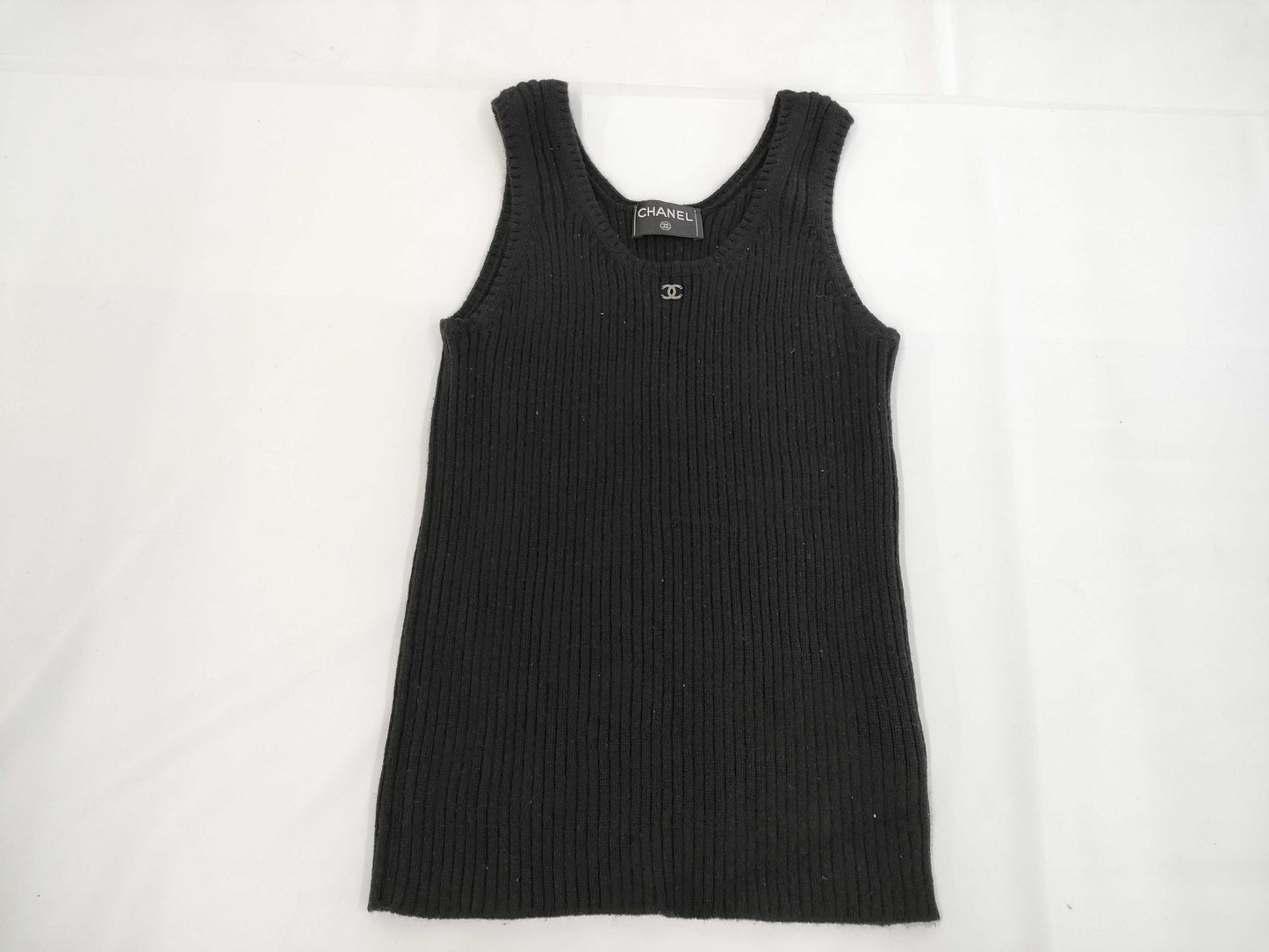 CHANEL Coco Mark One Point Knit Vest Top